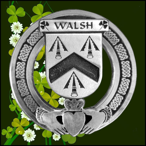 Walsh Irish Claddagh Coat of Arms Badge