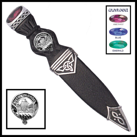 Wood Interlace Clan Crest Sgian Dubh, Scottish Knife