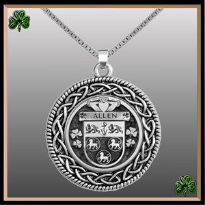 Allen Irish Coat of Arms Celtic Interlace Disk Pendant ~ IP06