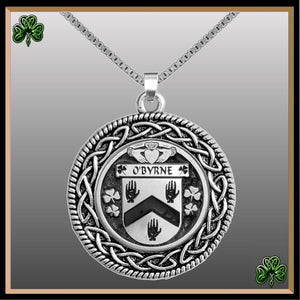 O'Byrne Irish Coat of Arms Celtic Interlace Disk Pendant ~ IP06