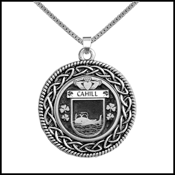 Cahill Irish Coat of Arms Celtic Interlace Disk Pendant ~ IP06