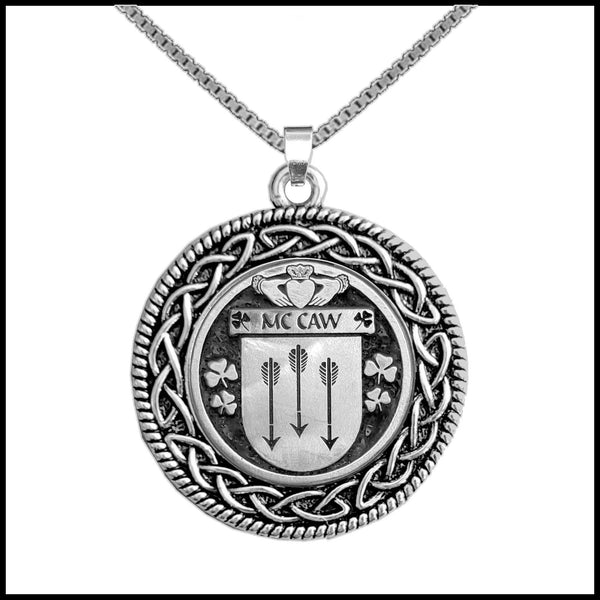 McCaw Irish Coat of Arms Celtic Interlace Disk Pendant ~ IP06