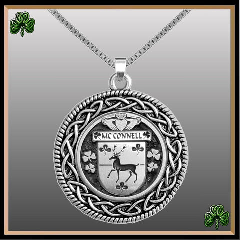 McConnell Irish Coat of Arms Celtic Interlace Disk Pendant ~ IP06