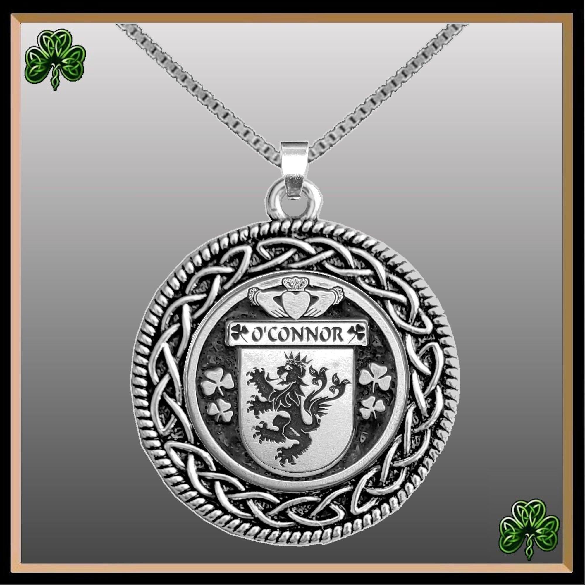 O'Connor Kerry Irish Coat of Arms Celtic Interlace Disk Pendant ~ IP06