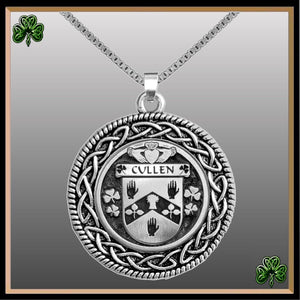 Cullen Irish Coat of Arms Celtic Interlace Disk Pendant ~ IP06