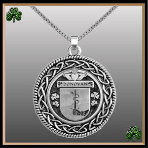 Donovan Irish Coat of Arms Celtic Interlace Disk Pendant ~ IP06