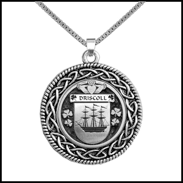 Driscoll Irish Coat of Arms Celtic Interlace Disk Pendant ~ IP06