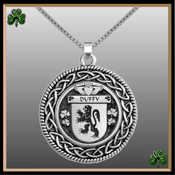 Duffy Irish Coat of Arms Celtic Interlace Disk Pendant ~ IP06