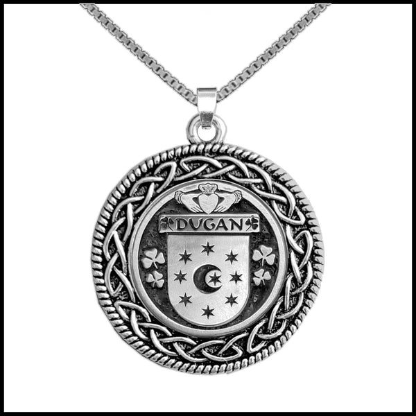 Dugan Irish Coat of Arms Celtic Interlace Disk Pendant ~ IP06