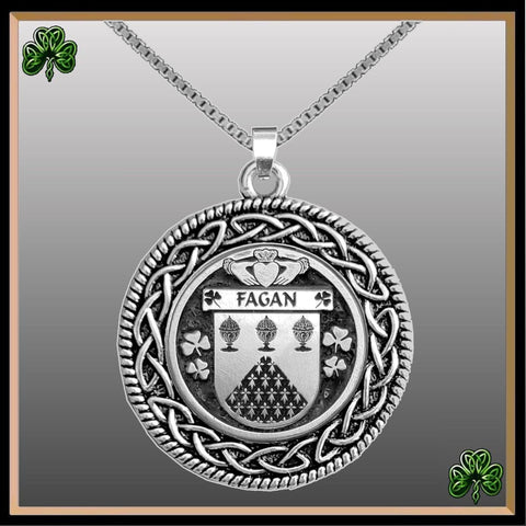 Fagan Irish Coat of Arms Celtic Interlace Disk Pendant ~ IP06
