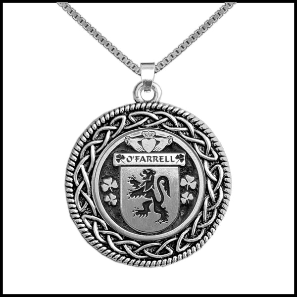 O'Farrell Irish Coat of Arms Celtic Interlace Disk Pendant ~ IP06