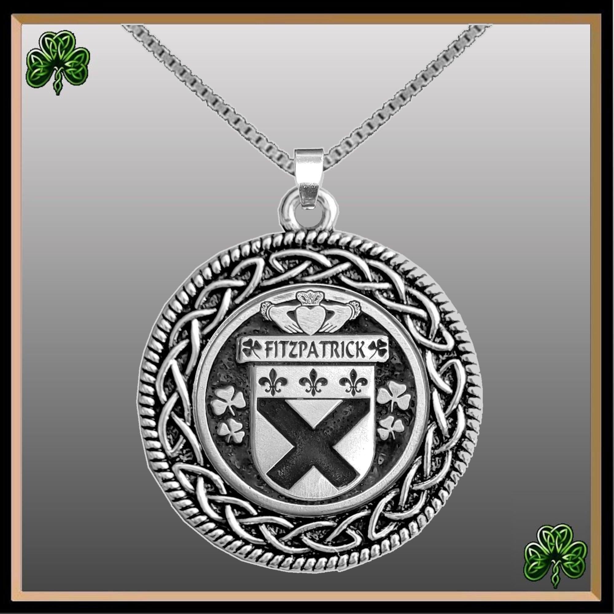 Fitzpatrick Irish Coat of Arms Celtic Interlace Disk Pendant ~ IP06