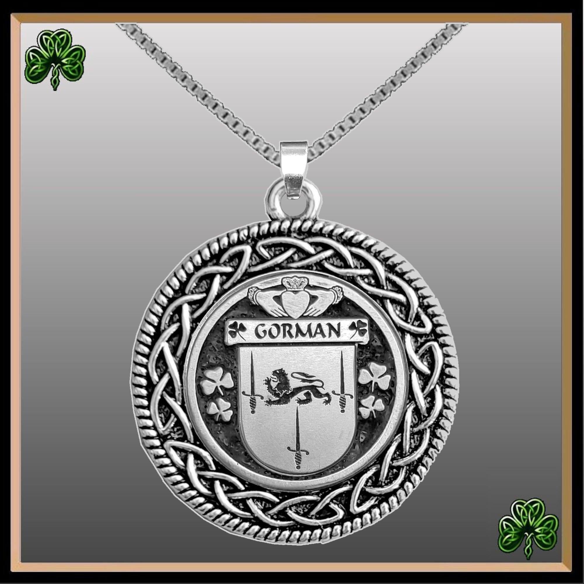Gorman Irish Coat of Arms Celtic Interlace Disk Pendant ~ IP06