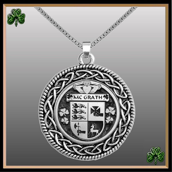 McGrath Irish Coat of Arms Celtic Interlace Disk Pendant ~ IP06