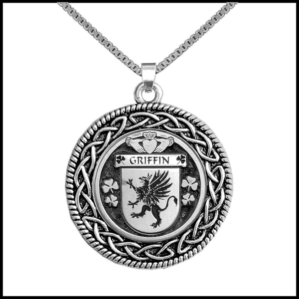 Griffin Irish Coat of Arms Celtic Interlace Disk Pendant ~ IP06