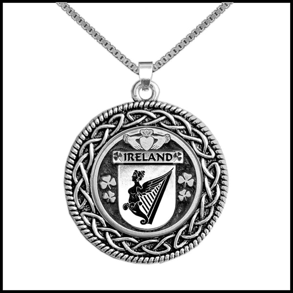 Ireland Coat of Arms Celtic Interlace Disk Pendant