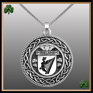 Ireland Coat of Arms Celtic Interlace Disk Pendant