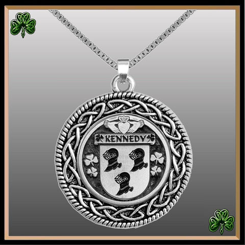 Kennedy Irish Coat of Arms Celtic Interlace Disk Pendant ~ IP06