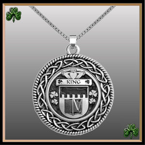 King Irish Coat of Arms Celtic Interlace Disk Pendant ~ IP06