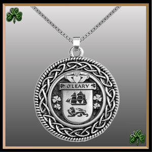 O'Leary Irish Coat of Arms Celtic Interlace Disk Pendant ~ IP06