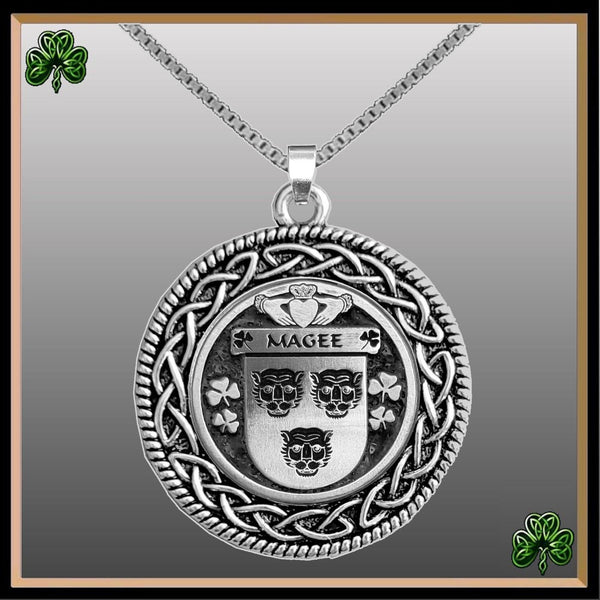 Magee Irish Coat of Arms Celtic Interlace Disk Pendant ~ IP06