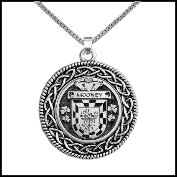 Mooney Irish Coat of Arms Celtic Interlace Disk Pendant ~ IP06