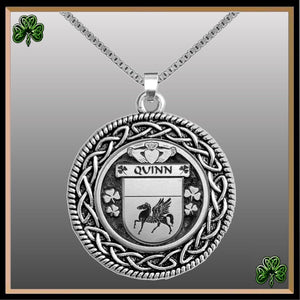 Quinn Irish Coat of Arms Celtic Interlace Disk Pendant ~ IP06