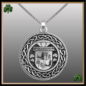 Reardon Irish Coat of Arms Celtic Interlace Disk Pendant ~ IP06