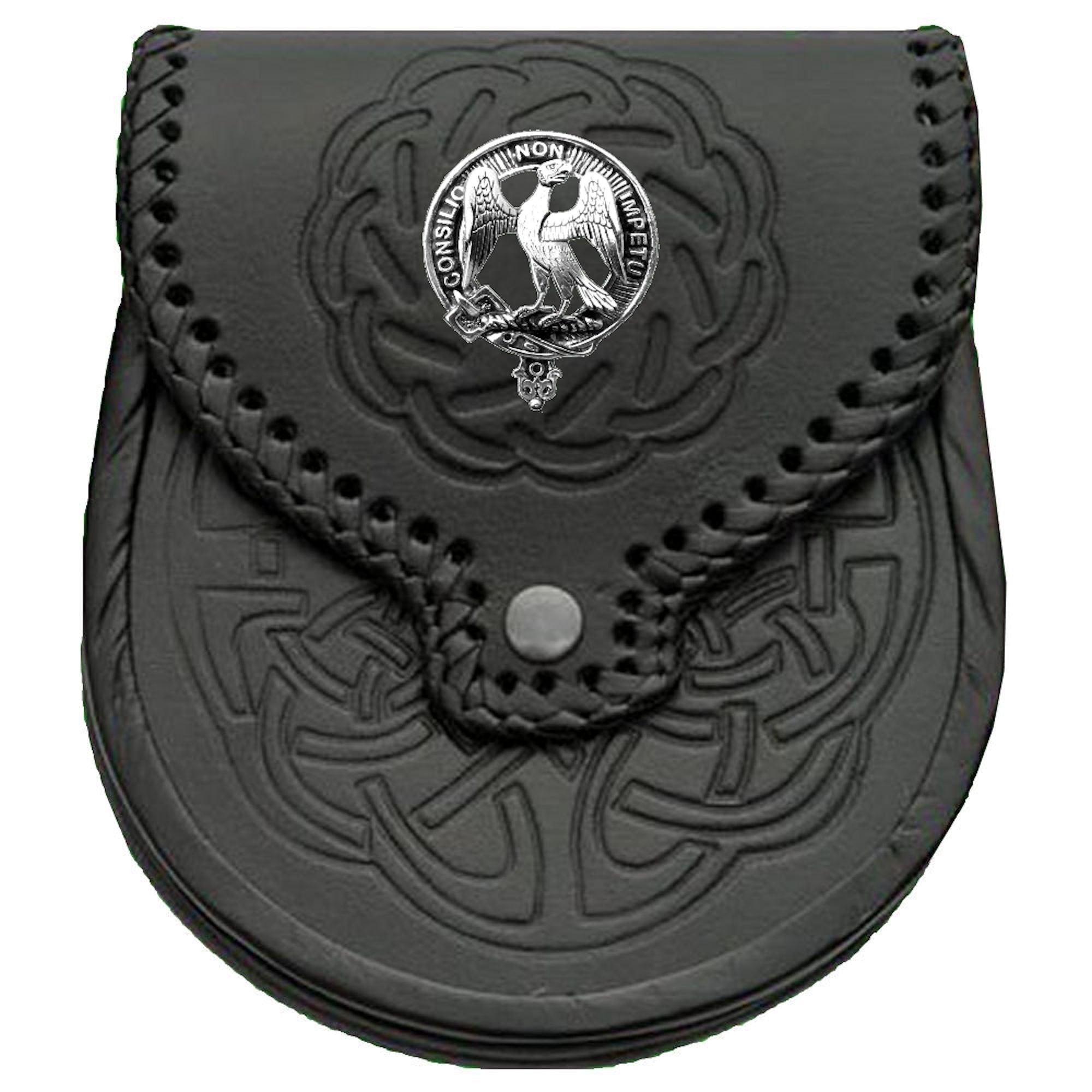 Agnew Scottish Clan Badge Sporran, Leather