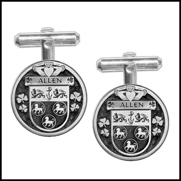 Allen Irish Coat of Arms Disk Cufflinks