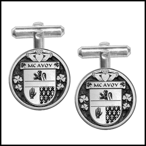 McAvoy Irish Coat of Arms Disk Cufflinks