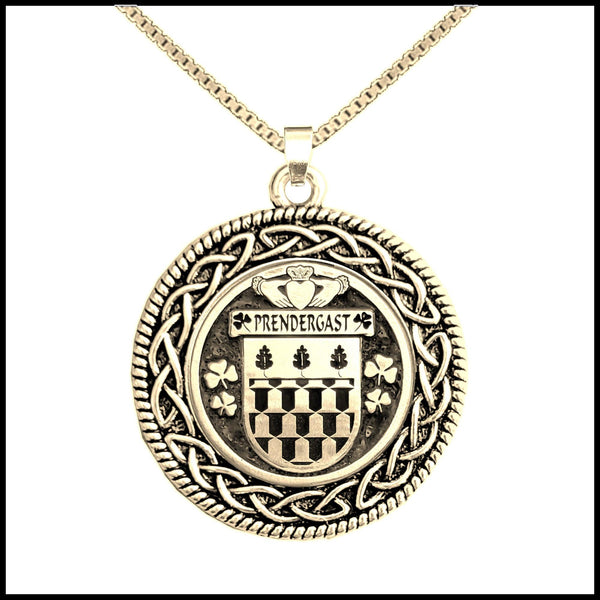 Prendergast (Wexford) Irish Coat of Arms Celtic Interlace Disk Pendant ~ IP06