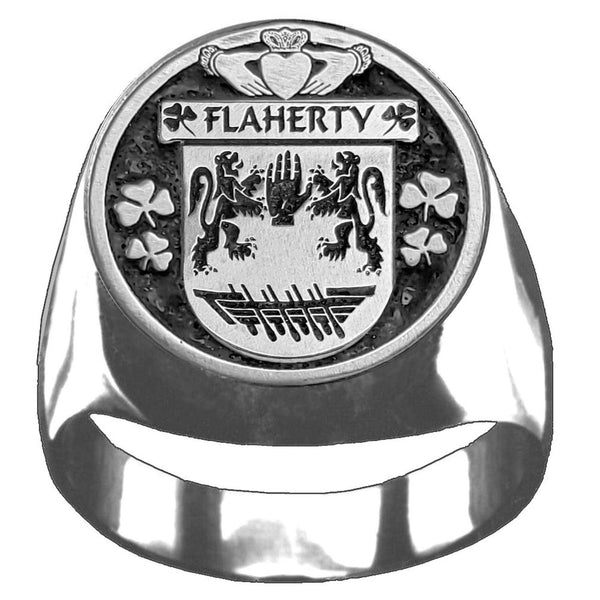 O'Flaherty Coat of Arms Disk Family Crest Ring ID100-S