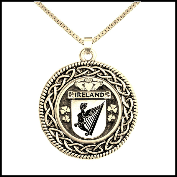 Ireland Coat of Arms Celtic Interlace Disk Pendant