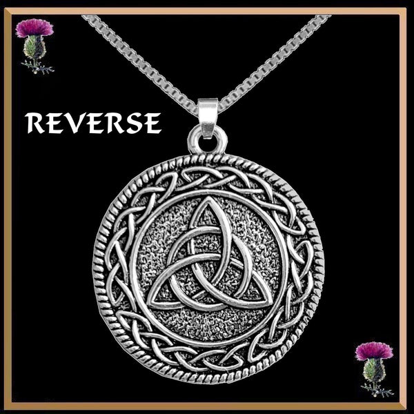 MacNeil Gigha Clan Crest Celtic Interlace Disk Pendant, Scottish Family Crest  ~ CLP06