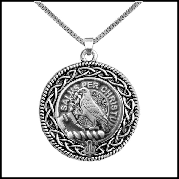 Abernethy Clan Crest Celtic Interlace Disk Pendant, Scottish Family Crest  ~ CLP06
