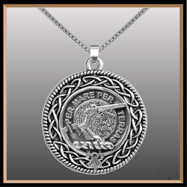 Alexander Clan Crest Celtic Interlace Disk Pendant, Scottish Family Crest  ~ CLP06