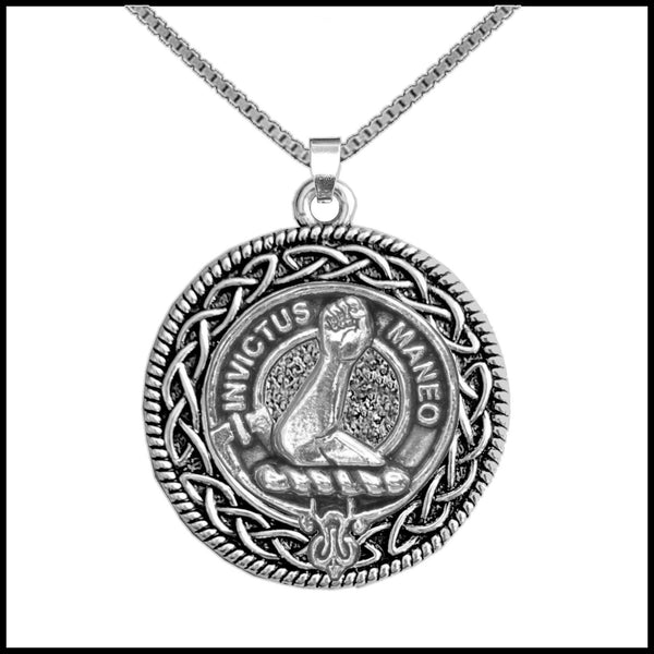 Armstrong Clan Crest Celtic Interlace Disk Pendant, Scottish Family Crest  ~ CLP06