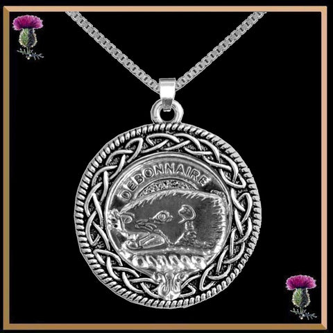 Beaton Clan Crest Celtic Interlace Disk Pendant, Scottish Family Crest  ~ CLP06