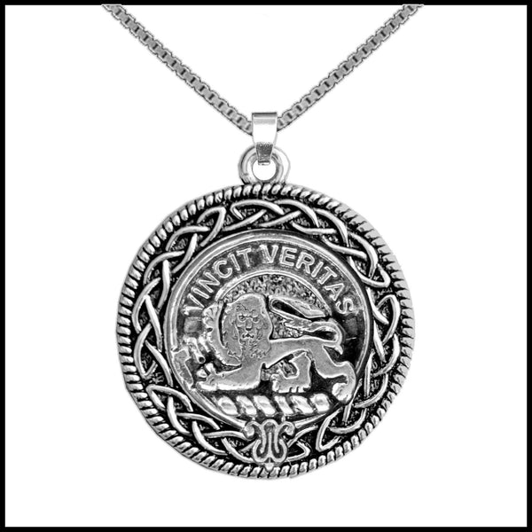 Baxter Clan Crest Celtic Interlace Disk Pendant, Scottish Family Crest  ~ CLP06