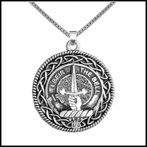 Bell Clan Crest Celtic Interlace Disk Pendant, Scottish Family Crest  ~ CLP06