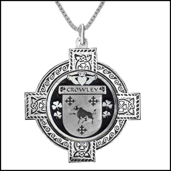 Crowley Irish Coat of Arms Celtic Cross Pendant ~ IP04