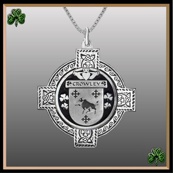 Crowley Irish Coat of Arms Celtic Cross Pendant ~ IP04