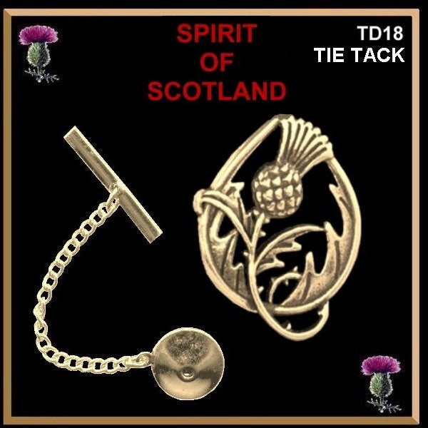 Spirit Of Scotland Thistle Tie Tack - Sterling Silver, Gold
