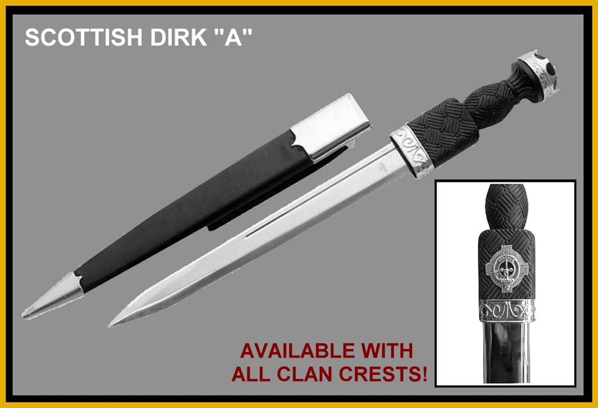 Scottish Highland Dirk with Clan Crest ~ Model A