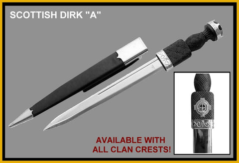 Scottish Highland Dirk with Clan Crest ~ Model A