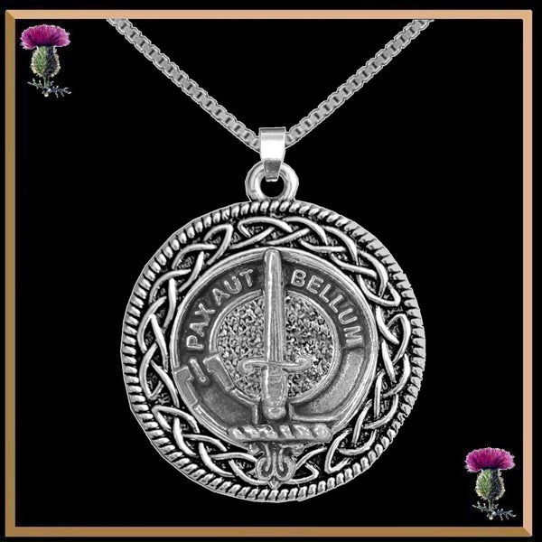 Blaine Clan Crest Celtic Interlace Disk Pendant, Scottish Family Crest  ~ CLP06