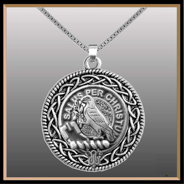 Abernethy Clan Crest Celtic Interlace Disk Pendant, Scottish Family Crest  ~ CLP06