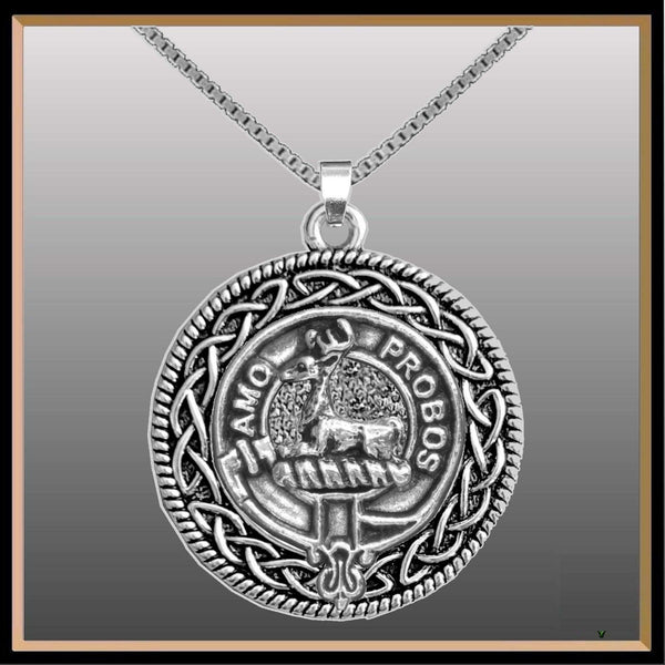 Blair Clan Crest Celtic Interlace Disk Pendant, Scottish Family Crest  ~ CLP06