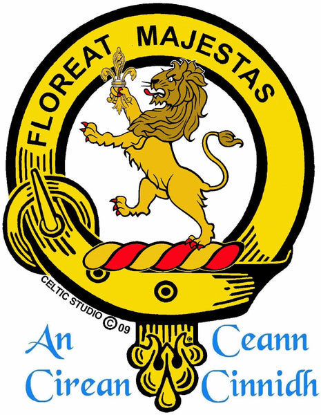 Brown Clan Crest Celtic Interlace Disk Pendant, Scottish Family Crest  ~ CLP06
